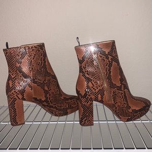Snakeskin Coral & Black booties